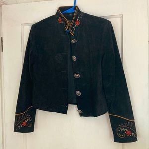 Scully Suede Leather Embroidered Bolero Jacket